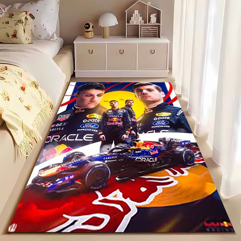 Sports Area Rug, Red Bull F1 Team Oracle Car Poster, Fan Cave Decor, Non-Slip Mat