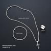 Stainless Steel Simple Jewelry Set For Men Women Fashion Silver Color Cross Pendant Twisted Rope Necklace Bracelets Ring Gifts