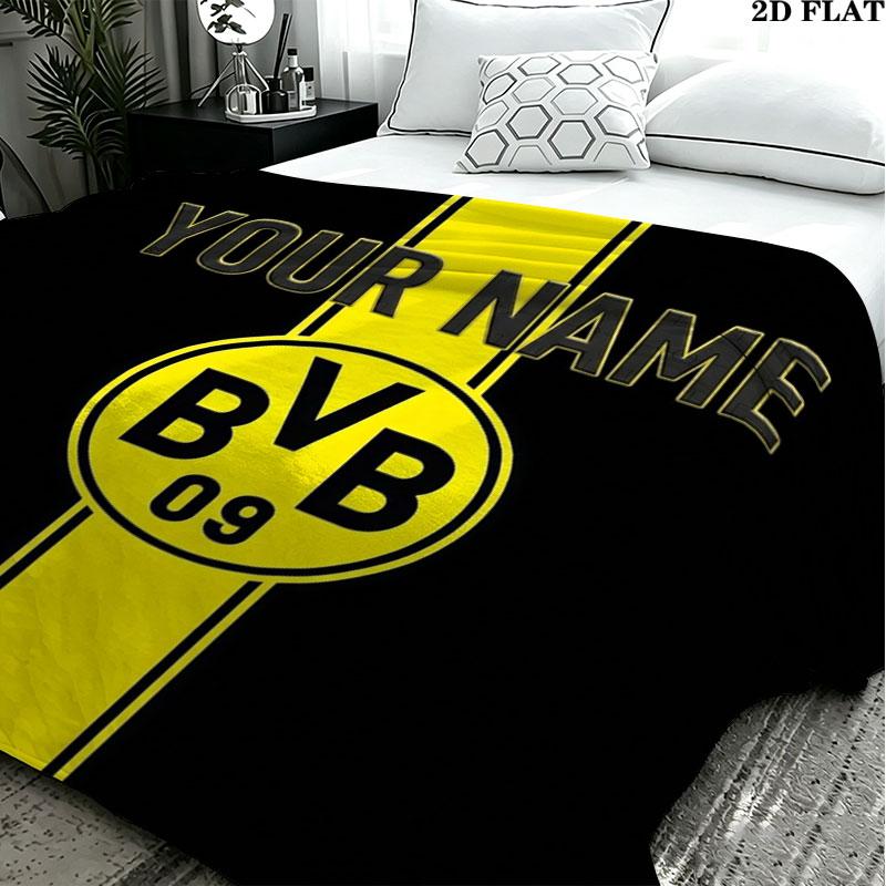 1PC Borussia Custom Name Patterned Flannel Blanket Suitable For All Seasons for Home Decor Warmth and Comfort Gifts Holiday Present