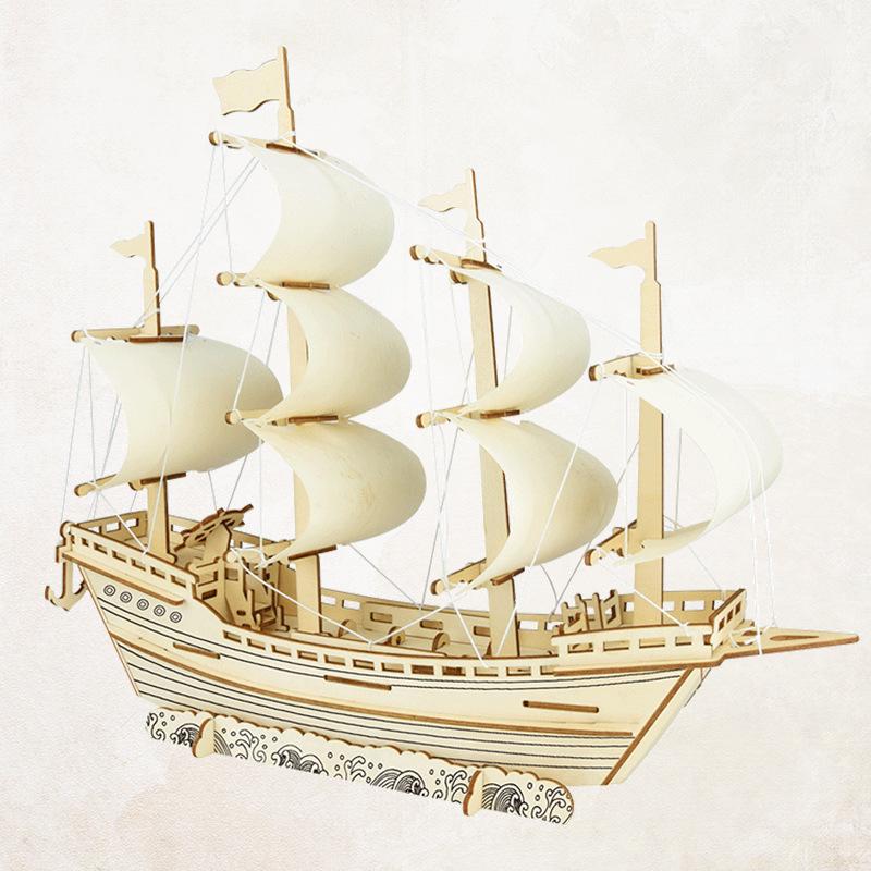Ming Dynasty Merchant Ship Model 3D Puzzle - Hand-Assembled Building Blocks for Kids