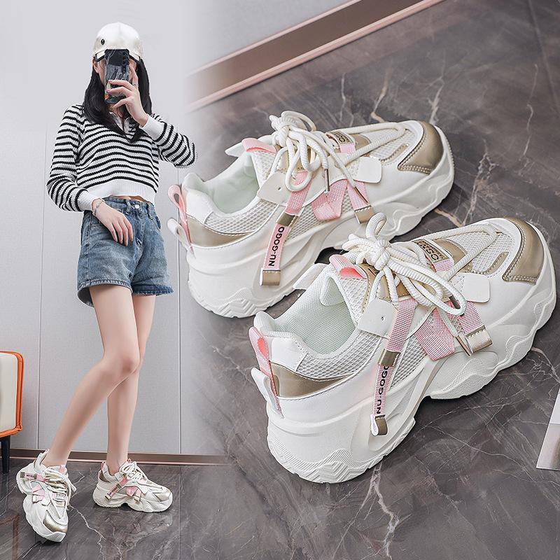 Ins Korean Version of the New Dad Shoes Women's 2024 Autumn Student Sports Running Casual Platform Heightening Shoes FB3305