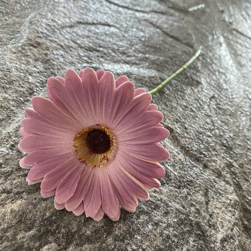 Pu Gerbera Daisy Artificial Flower For Wedding Decor Home Styling Soft Rubber Material