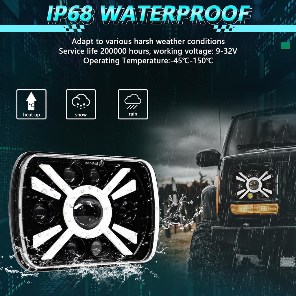 5x7 7x6 Inch H6054 DOT Approved Hi Lo Beam DRL LED Headlight Super Bright 6000K 3500K