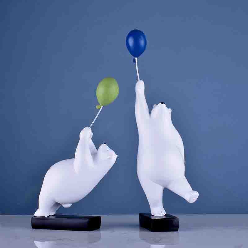 Modern Cute Multi Gesture Balloon Rabbit Bear Resin Statues Ornaments Children Room Accessories Home Cafe Desktop Figurine Decor