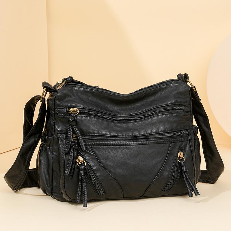 Shoulder Bag Women's Soft Leather Retro Lightweight Crossbody Bag Travel Mother Bag