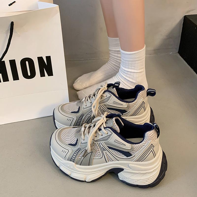 

Туфли для папы на платформе, увеличивающие рост, женская весна 2025, новая нишевая универсальная удобная и легкая повседневная спортивная обувь в стиле ретро 40 синий