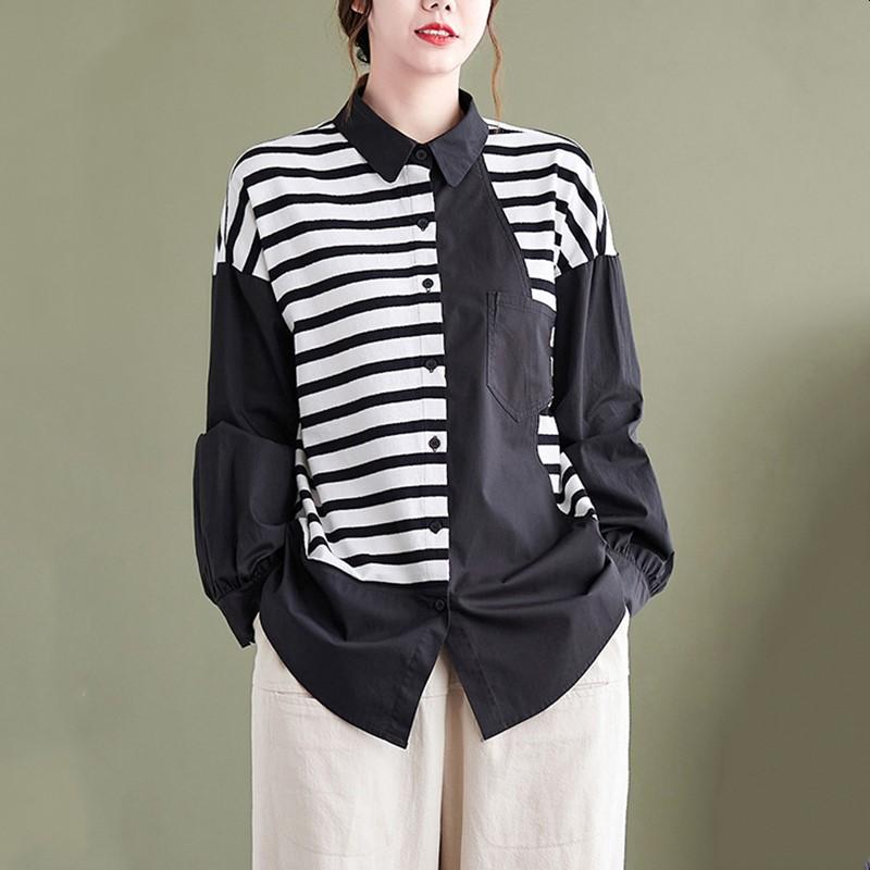 

Хлопковые рубашки и блузки с длинными рукавами больших размеров, повседневные свободные топы на весну и лето, женская рубашка на пуговицах XXL чёрный