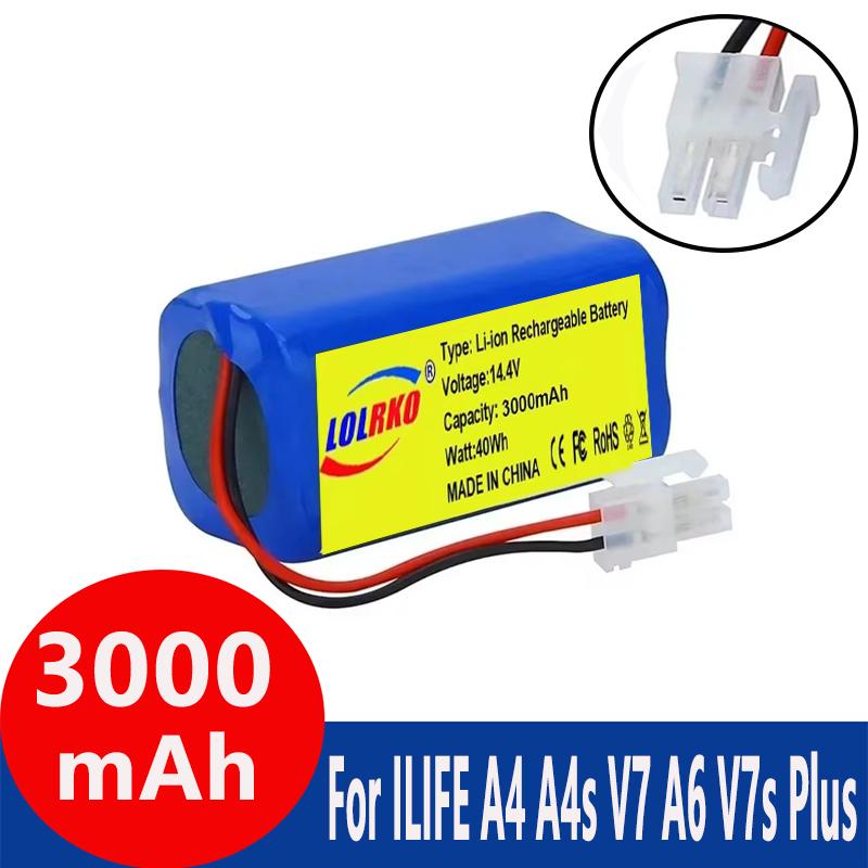 14.8V 12800mAh Good Quality Battery For Ilife V50 V55 V8s V3s Pro V5s Pro V8s X750 Robot Vacuum Cleaner Battery Capacity:2600