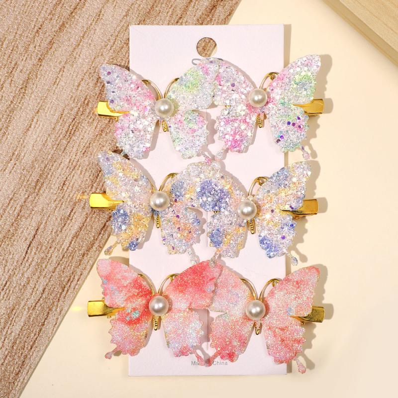 4/6Pcs Colorful Butterfly Hairpins Girl Hair Clips Barrettes Women Sweet Hair Ornament Rainbow Headwear Hair Accessories