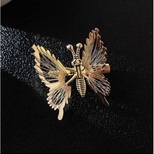 Metal Moving Butterfly Hair Clip Women Colored Rhinestones Duckbill Clip Sweet Hair Accessories