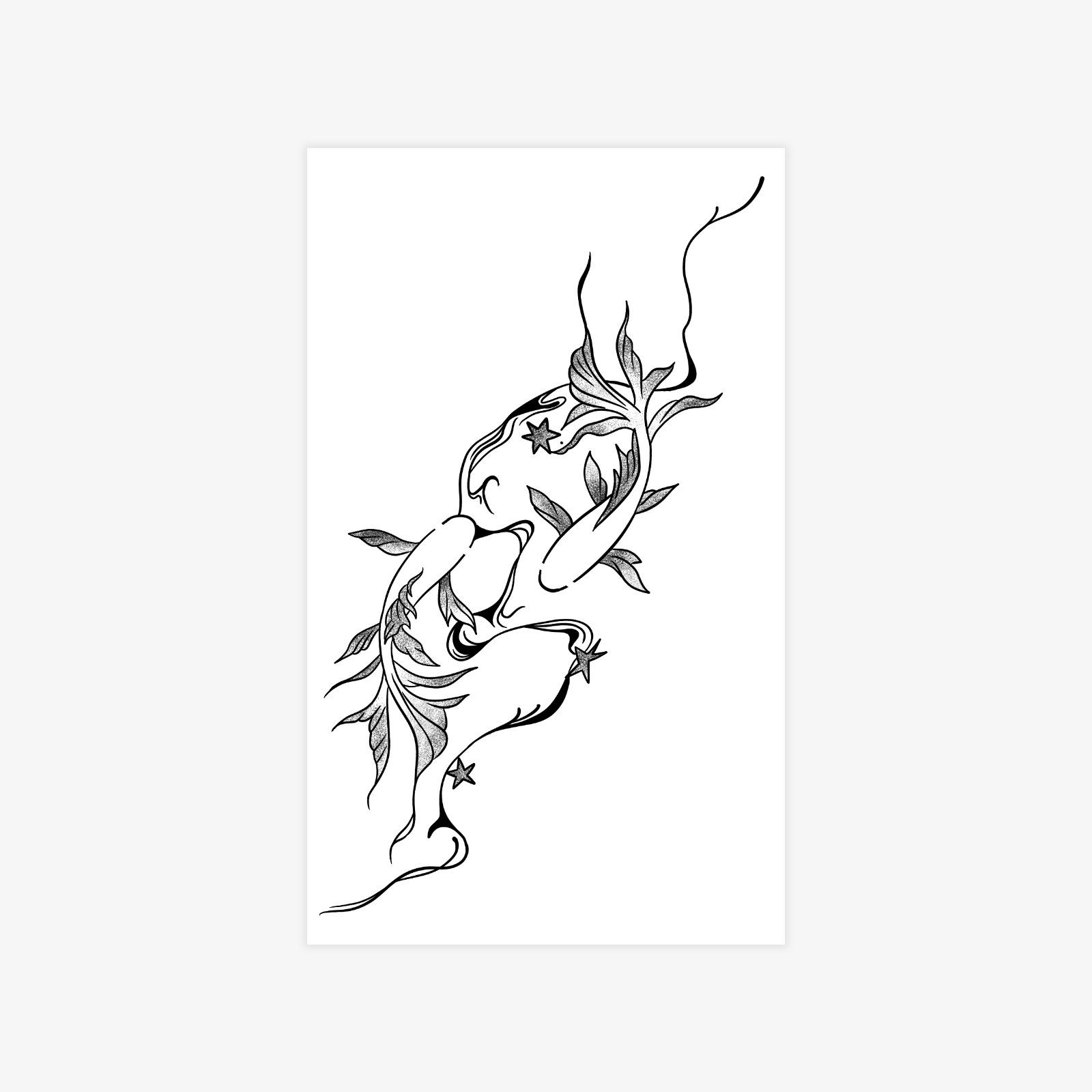 New Chinese Style Twin Koi Tattoo Sticker Advanced Sense Arm Tattoo Sticker 9*15