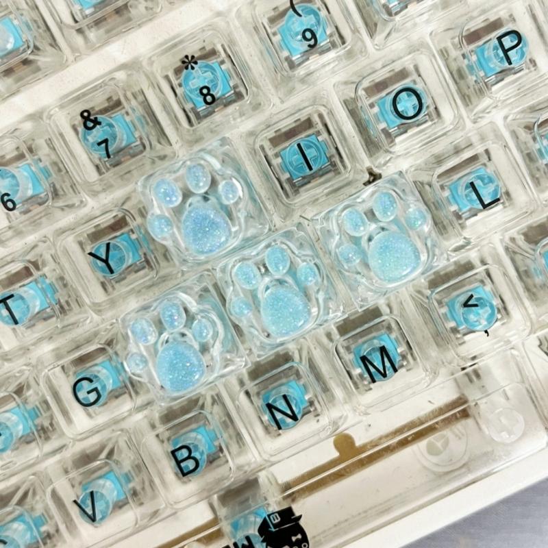 Color Resin Kitten Claw Keycap for Mechanical Keyboards Perfectly Gift for Gamers and Keyboard Customizers