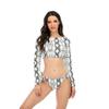 Nové dámské bikiny s leopardím vzorem, dlouhý rukáv, ochrana proti slunci, ramínka, sexy záda bez zapínání, vysoká elasticita, rozdělené bikiny