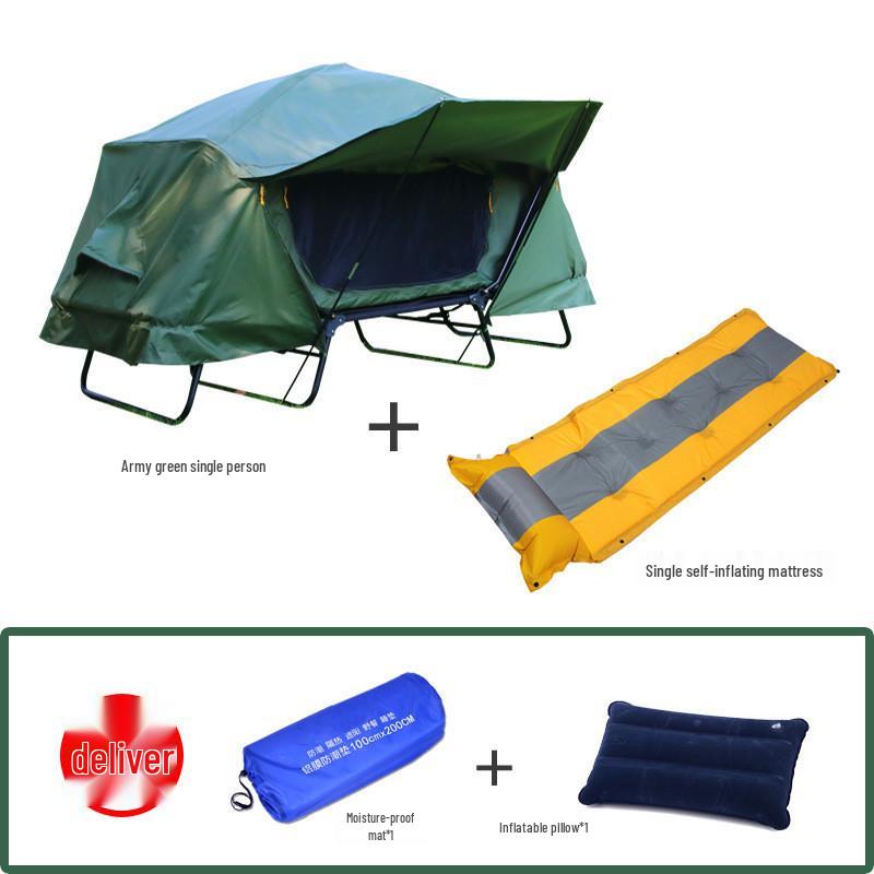 Double Layer Stormproof Outdoor Tent for Two - Rainproof, Thickened, Off-Ground, Perfect for Camping, Cold Weather, and Fishing