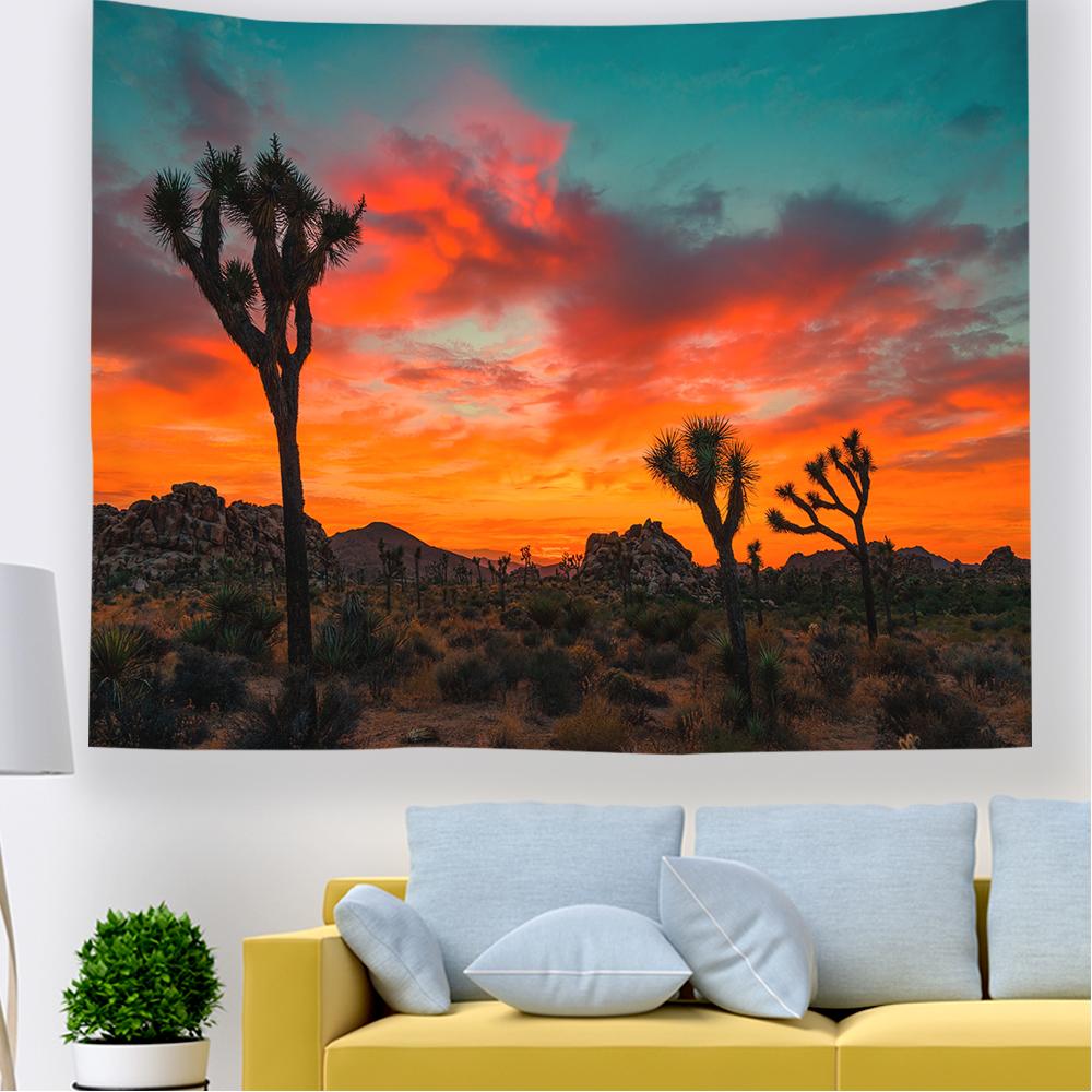 Tapeçaria de parede Coconut Grove Decoração para casa Tapeçaria de praia do pôr do sol Tapeçaria à beira-mar Palmeira Seascape Arte de parede tapiz