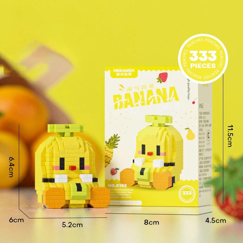 Frucht Avocado Mini Bausteine Cartoon Wassermelone Erdbeere Orange 3D DIY Ziegel Modell Kinderspielzeug Puzzle Heimdeko Geschenk
