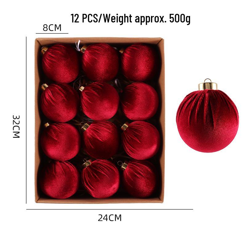 Velvet Solid Color Christmas Ornament Balls Set - 12pcs with Gift Box