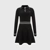 Rick Belted Ribbed Knit Long Sleeve Dress (Black)_L3C1-Np12K