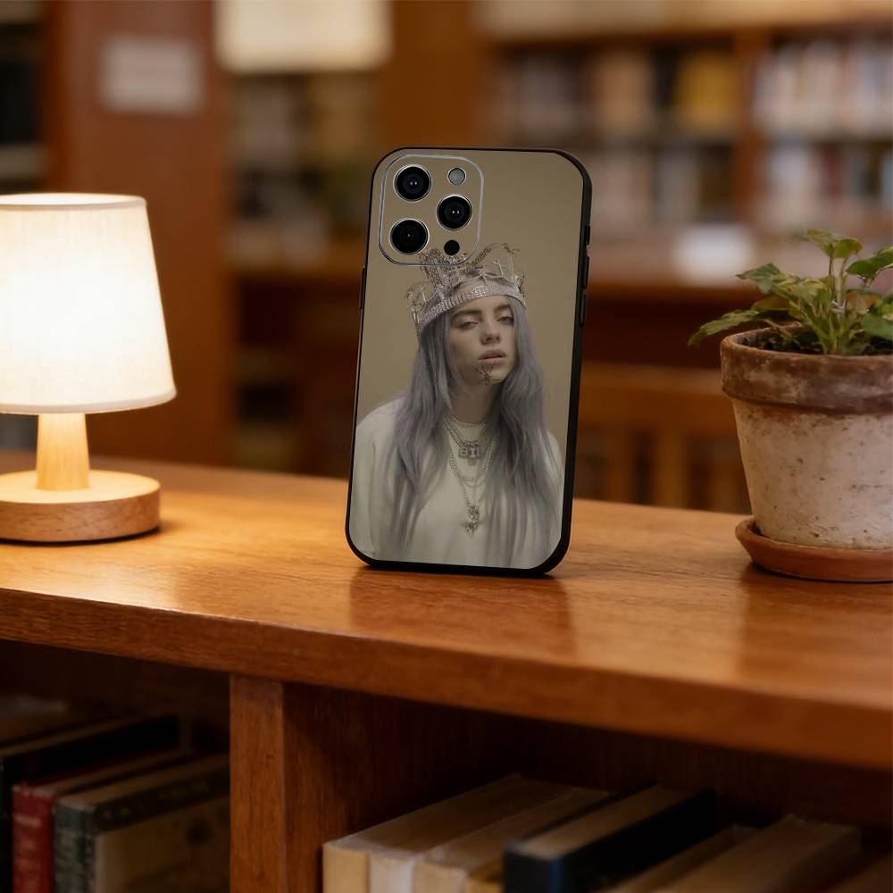 Billie Eilish Phone Case For iPhone 17,16,15,14,13,12,11 Plus,Pro Max,XS,Soft Silicone Black Cover