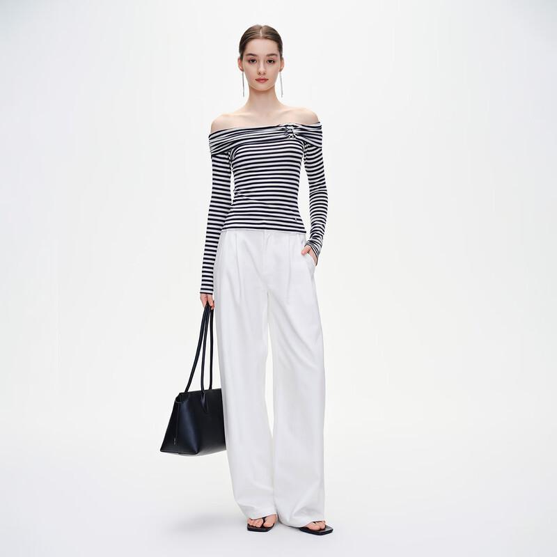 GIOVANNI VALENTINO Women's Striped Off-Shoulder T-Shirt