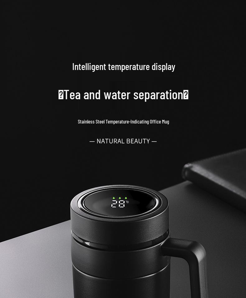 Smart Stainless Steel Insulated Mug with Handle for Tea & Water Separation, Customizable for Men & Women.