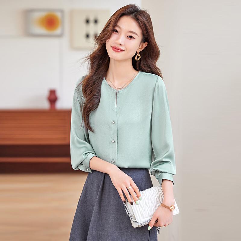 

Tloman Women s Jacquard Round Neck Long Sleeve Blouse 3XL