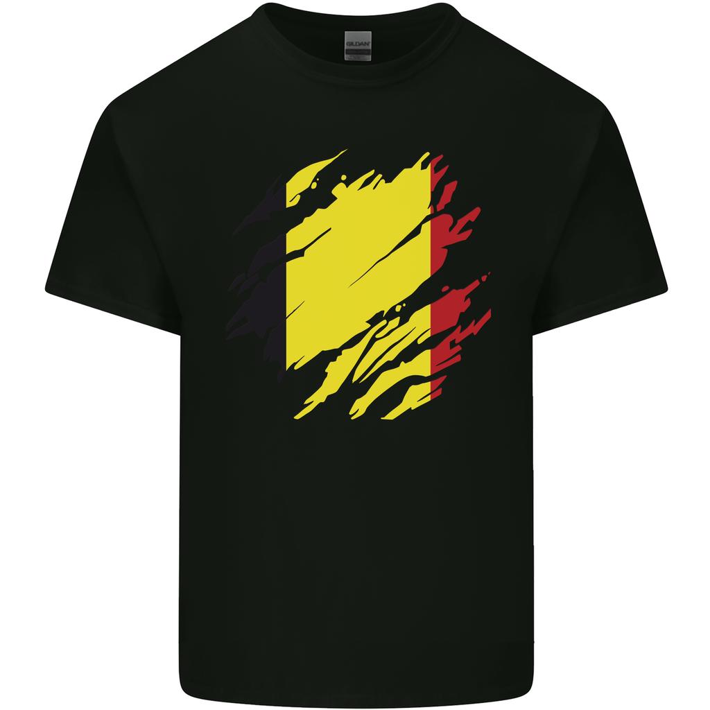 Torn Belgium Flag Belgian Day Football Unisexs Light Cotton Tshirt