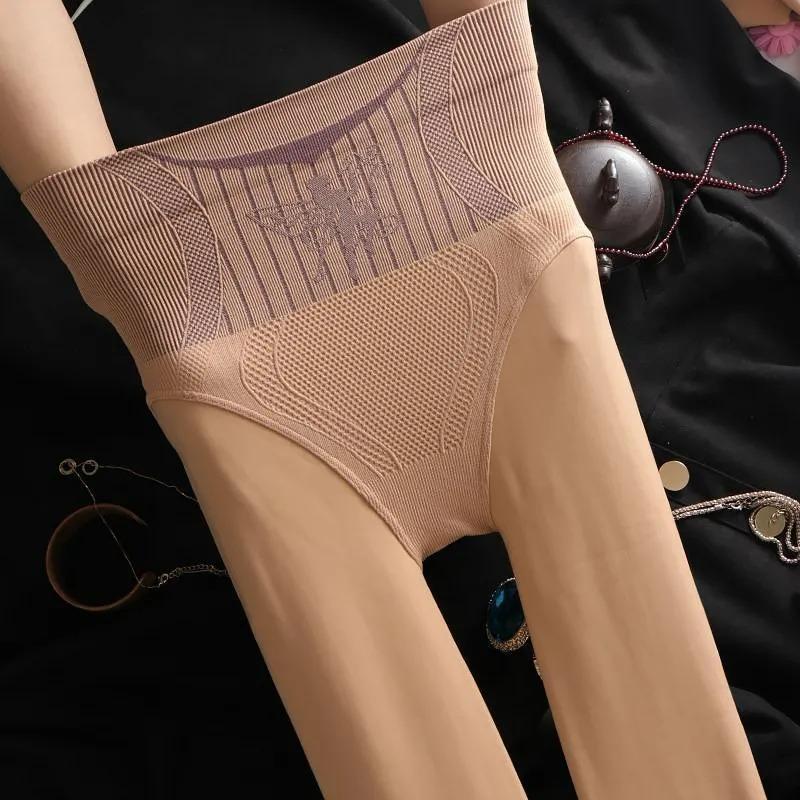 Collant invernali a vita alta sollevamento glutei donna ispessiti sexy traslucidi controllo pancia gamba snella tights elastici pantaloni