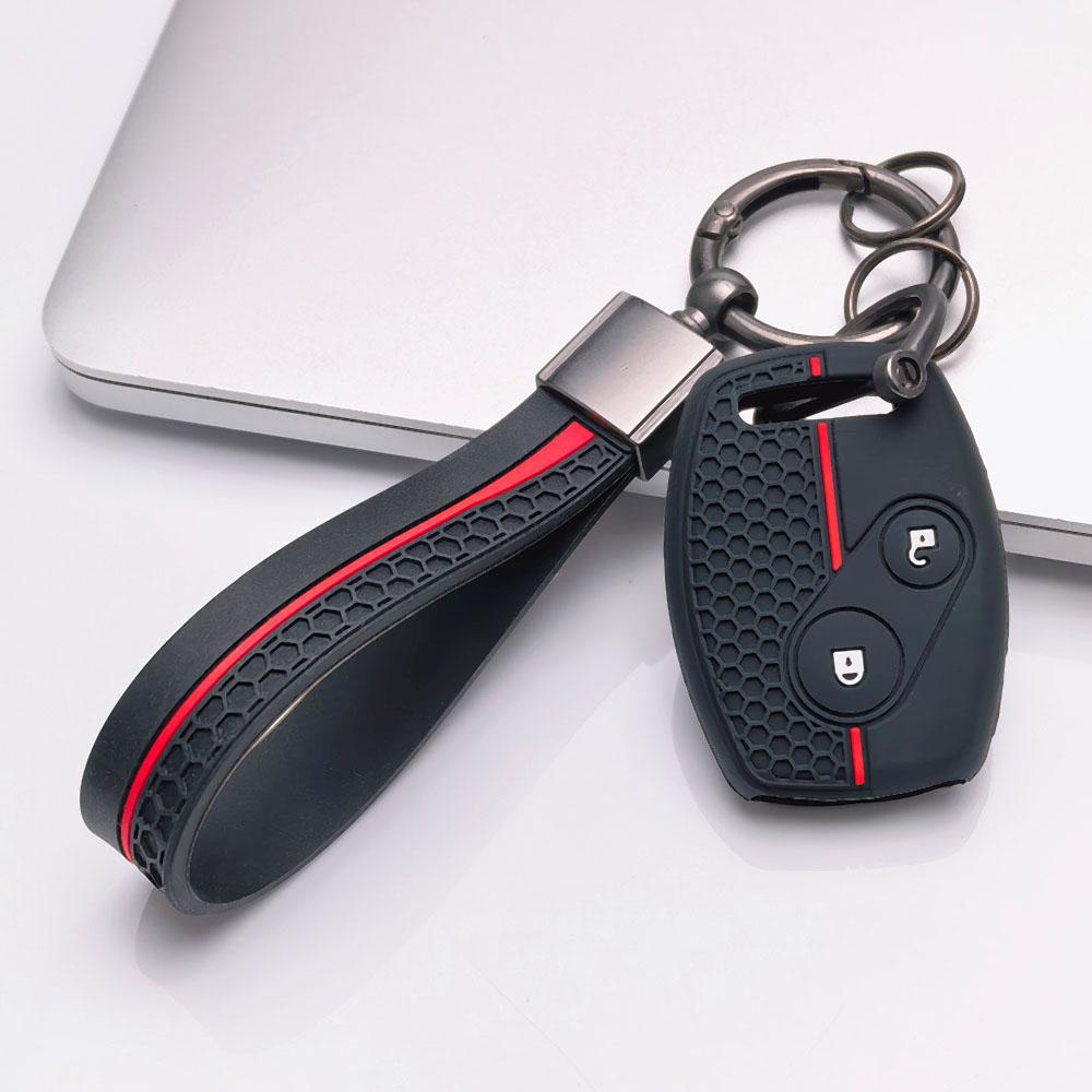 Premium Silicone Car Key Fob Cover For Honda Fit Civic Accord CRV HRV Jazz With Keychain Soft Silicone Car Interior Accessories Anti-Scratch