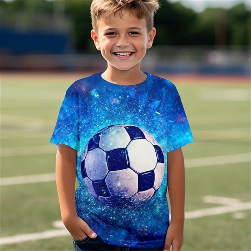 Kids Adult Football Pattern 3D Printed T-shirt Summer Women's and Men's Casual Outdoor Girl and Boy Short Sleeve Tees Top Clothing