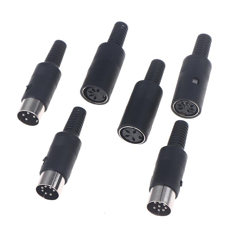 2Pcs 3P 4P 5P 6P 7P 8P Din Male/Female Plug Soecket Jack With Plastic Handle Keyboard Cable Connector Adaper Ps2 Diy Accessories