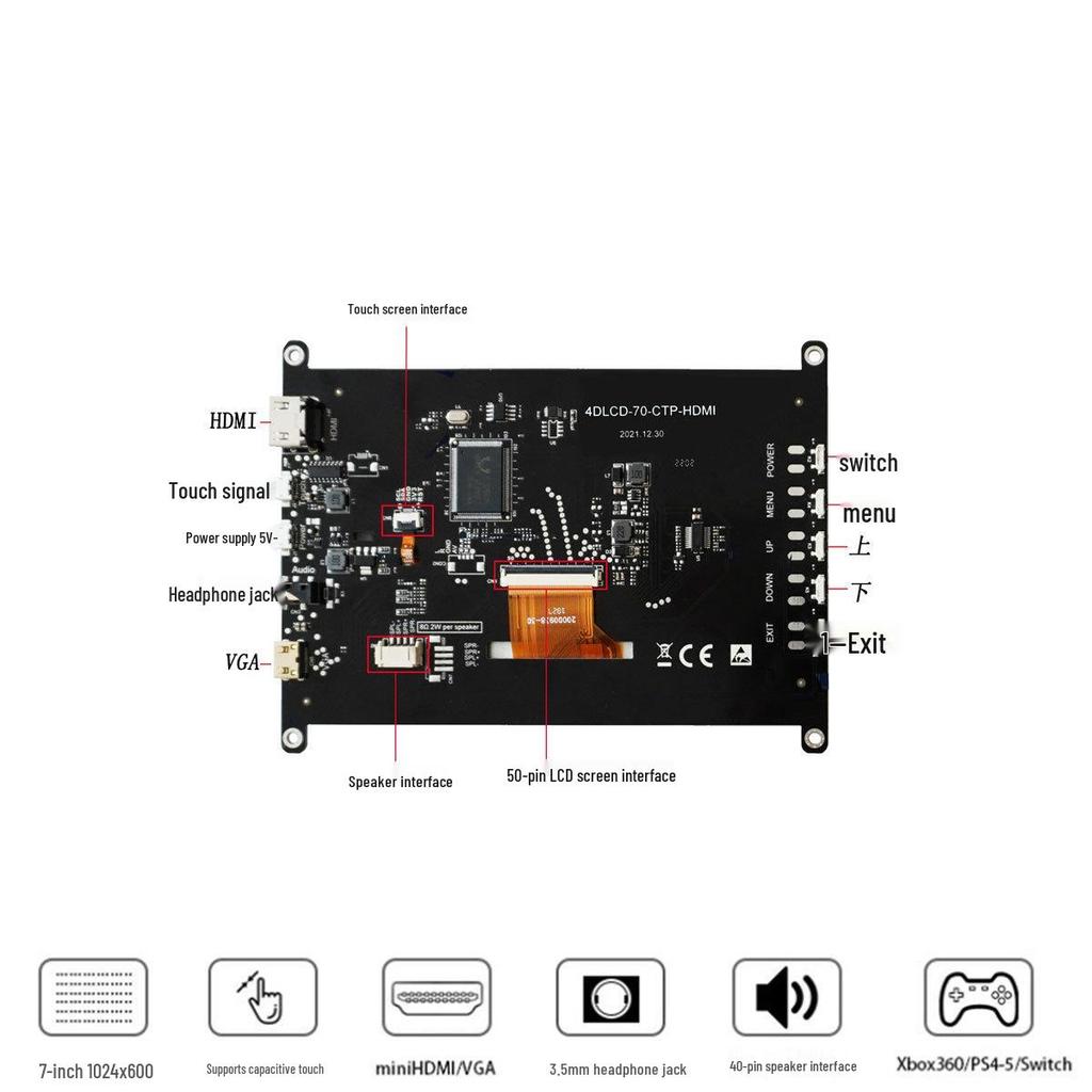 2023 7-inch HDMI IPS Capacitive Touchscreen HD Monitor for Raspberry Pi, Driver-Free