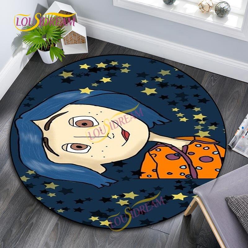 Coraline Cartoon Round Carpet Living Room Decorative carpetOffice Computer Chair Area Floor Mat Children Plush Play Mat
