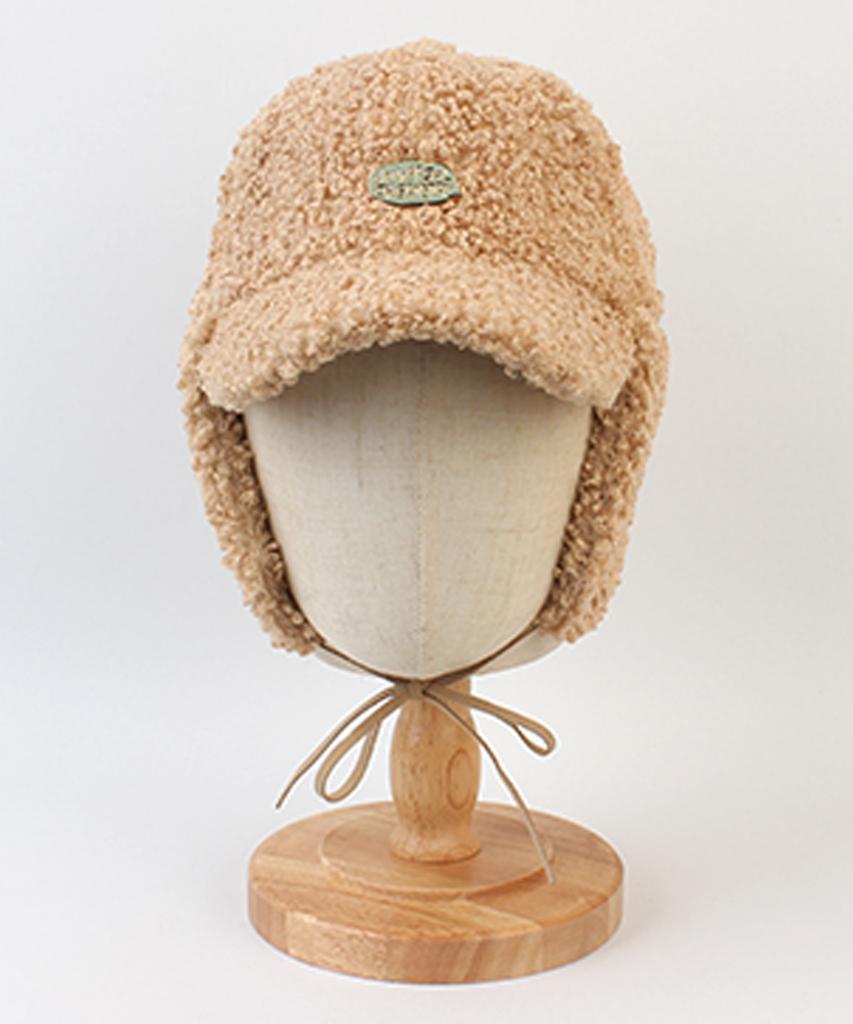 Yunibeosyeolkemiseuteuli Bubble Fleece Beige Earflap Cap