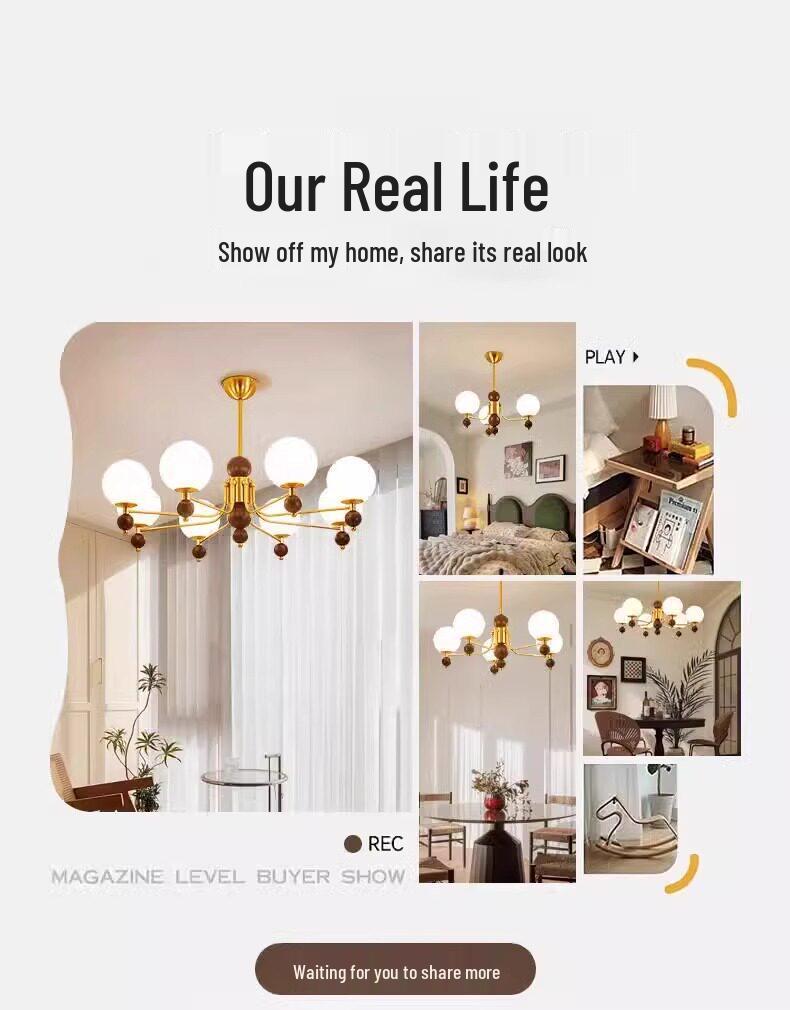 Vintage French Style Chandelier, American Retro Style Bedroom Chandelier, Magic Bean Dining Room Chandelier.