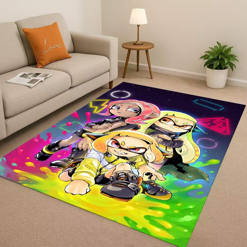 3D Splatoon Game Cartoon Living Room Non Slip Area Rug Soft Carpet for Bedroom Playroom Sofa,Easy Clean Home Decor Doormat