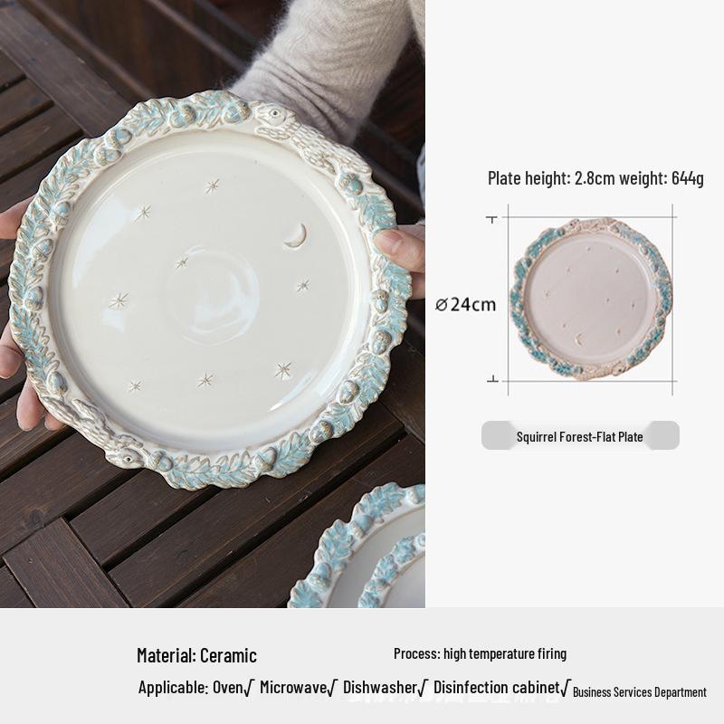 Креативный Ретро Французский Керамический Набор Тарелок: Салат, Десерт, Паста, Стейк и Рисовая миска Each
