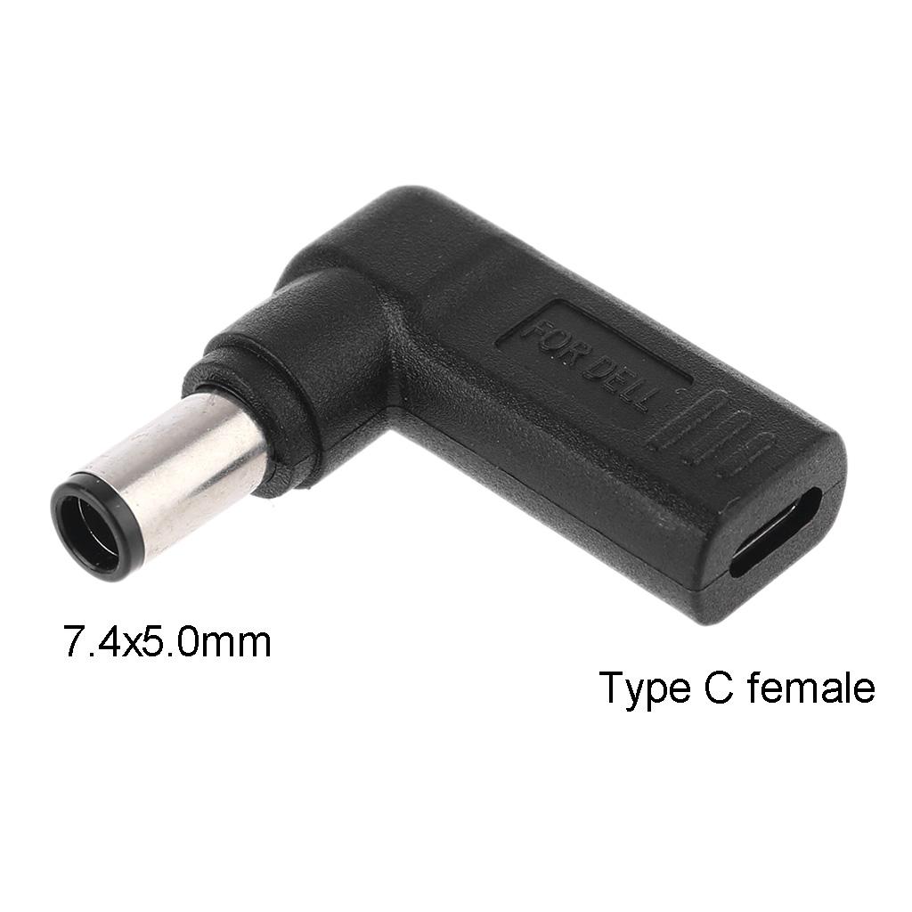 90 Degree Type C USB Male to for DC 7.4x5.0mm Female Connector Barrel Jack Power Adapter Connector for Dell Charging Dev