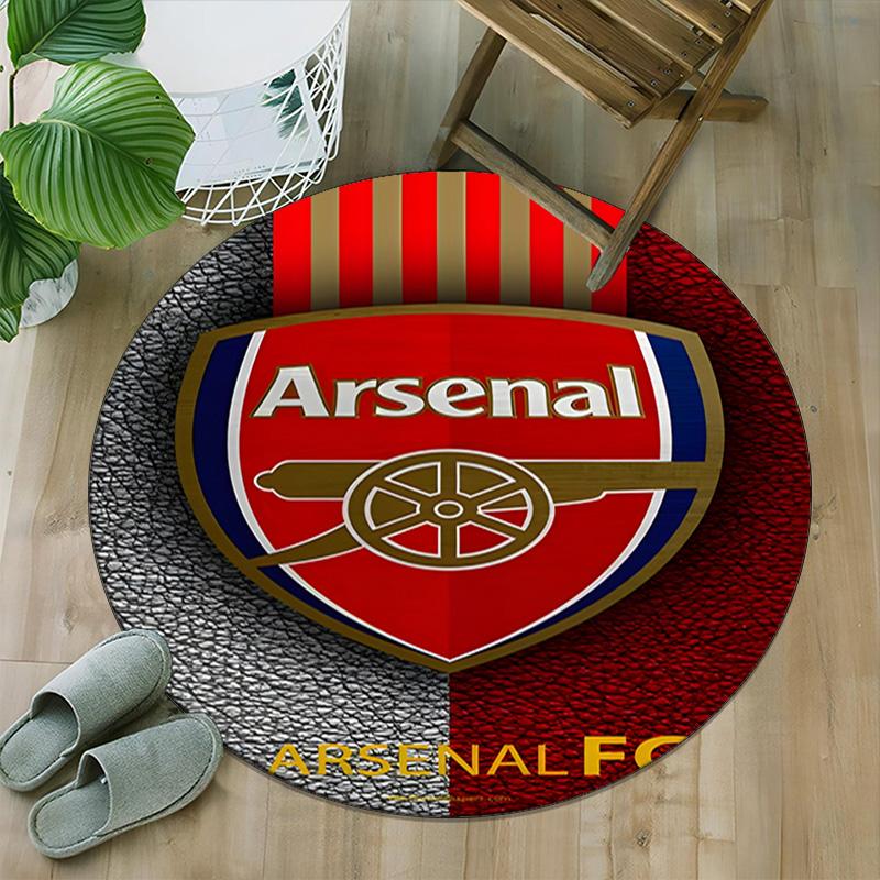 1pc A-Arsenal Carpet, Round Rug, Comfortable, Suitable for Entryways, Living Rooms, Office, And Bedrooms, Christmas Decoration