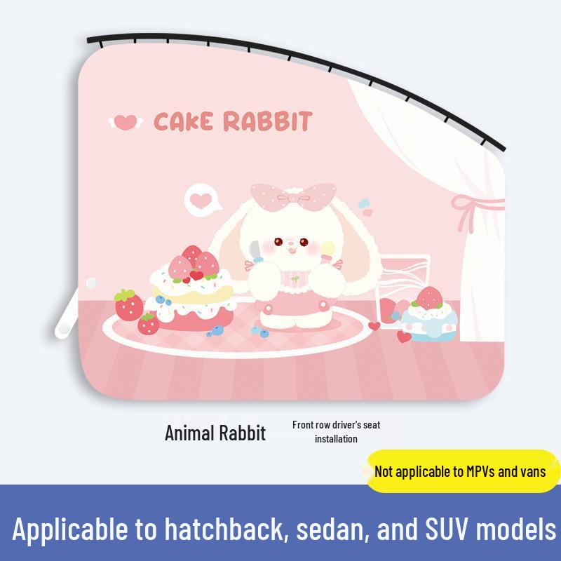 Cartoon Car Window Sun Shade: Baby Privacy & Heat Insulation Curtain with Sliding Rail