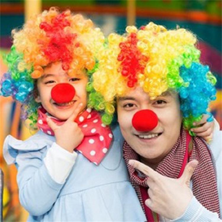 Clown Roleplay Cosplay Costume Outfits Halloween Clown Dressing Up Set Clown Nose Colorful Wigs
