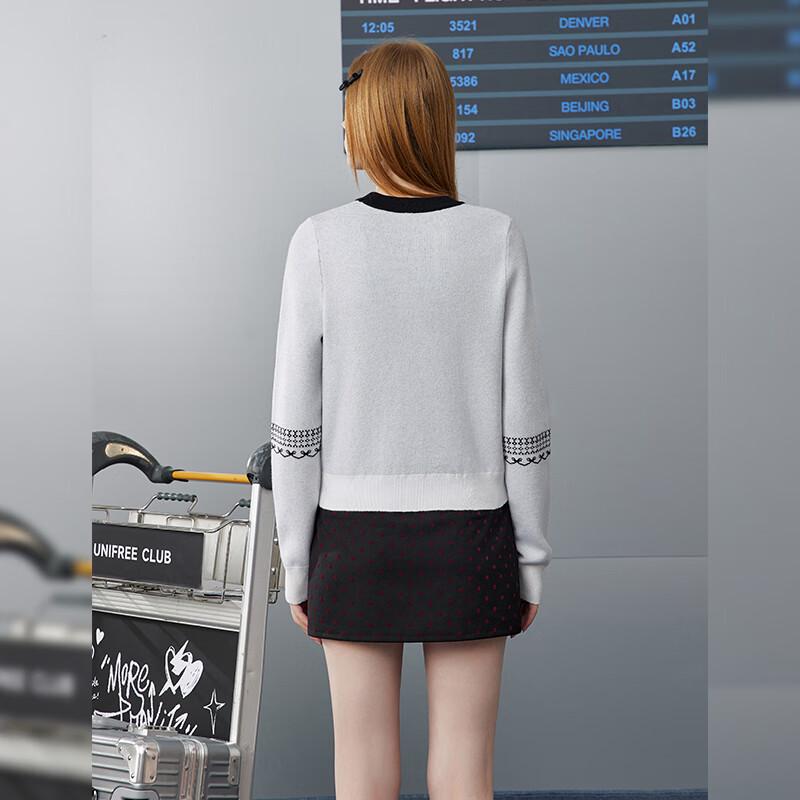 UNIFREE Women's Cute Korean Style Jacquard Knit Sweater