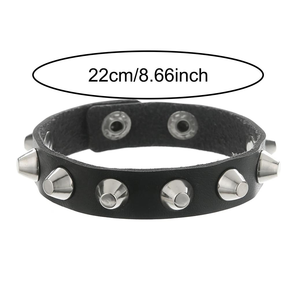 Halloween Punk Fashion Pu Leather Rivet Rock Bracelet For Women And Men, Unisex, Daily Holiday Party Wear, Valentine's Day Gift