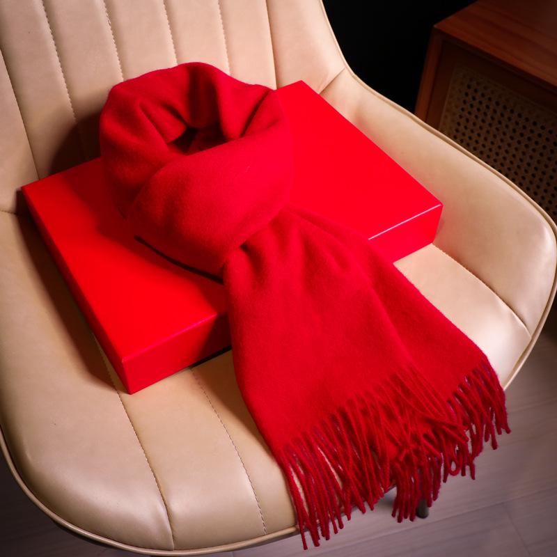 Chinese Zodiac Year of the Horse Red Embroidered Scarf Snood, Gift Box, Winter Unisex. Scarf Only