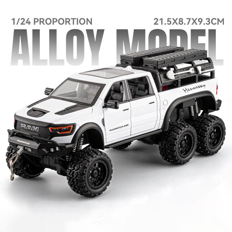 New 1:24 Mammoth 1000 TRX Picku Alloy Car Model Sound and Light Pull Back Children's Toy Collectibles Birthday gift
