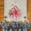 Gingerbread Christmas Wreath Festive Holiday Door Decoration Farmhouse Wall Hanging All-Weather Seasonal Garland for Porch Decor Classroom Courtyard