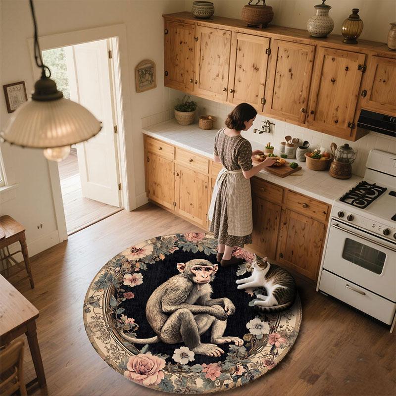 Koalas, Monkeys, Hamsters & Horses pattern round rug,Carpet Rug for Living Room Bedroom Playroom ,Non-slip Floor Mat,Holiday Gifts and Birthday Gifts.