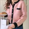 Early Autumn O Neck Loose Knitted Cardigan Sweater Fashion Long Sleeved Sweet Casual Short Jackets Office Elegant Pockets Top Female Simple Coats