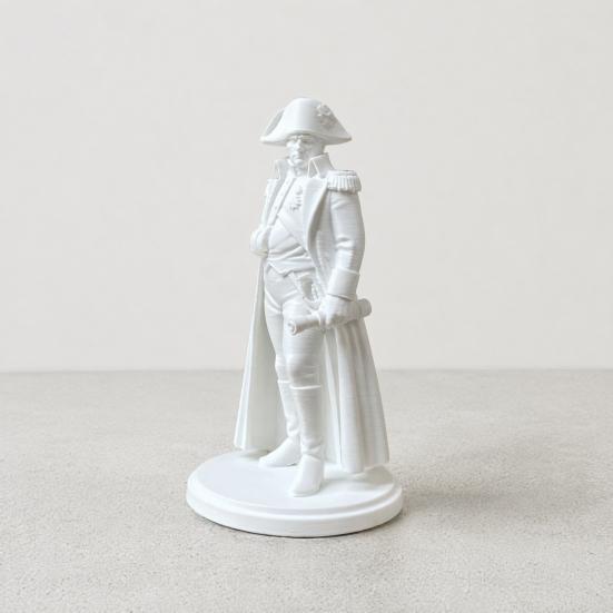 Handmade Painting Project 3D Printed Napoleon Statue with Military Coat, Turban & Scroll, Vintage Historical Desktop Decor Classic Design Figurine,