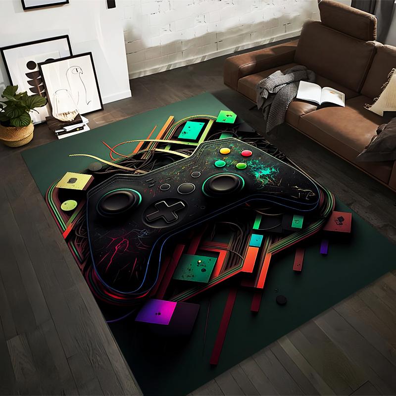 

Game Controller Pattern Carpet with Vibrant Neon Gaming Design Style Suitable for use as an anti-slip for living room bedroom sofas 40x60cm( 15x23in )